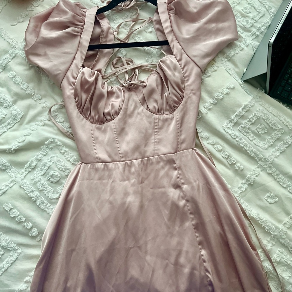 Elegant Pink Satin Dress
